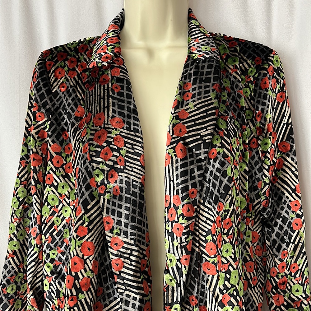 Ettitwa by Anthropologie Floral Long Sleeve Velvet Blazer Jacket Coat **Sz 2** - Picture 3 of 4